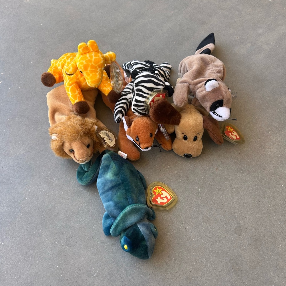 Ty Stuffed Animal Set - Yellow, Brown, Blue